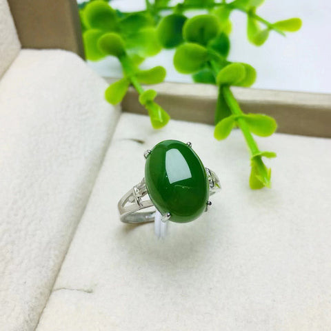 11392 Cincin Telur Jasper Alami Ukuran 10 * 14mm Set dalam Gaya Perak 925 Termasuk pajak pengiriman.