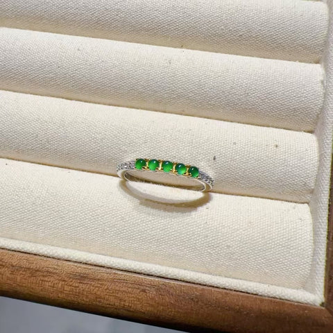 Set Cincin Jadeite Guatemala Alami dari Perak 925 Ukuran 2mm Bergaya Penuh Desain Termasuk Pajak Pengiriman