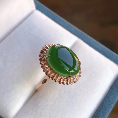 Cincin Bahan Tua Tua Jasper Alami Pengaturan Emas 18k Pengaturan Emas 18k Dibuat dengan Berat Ukuran 10 * 14mm Ukuran Bezel 14 Bezel Dapat Disesuaikan Pengiriman dan Pajak Sudah Termasuk.
