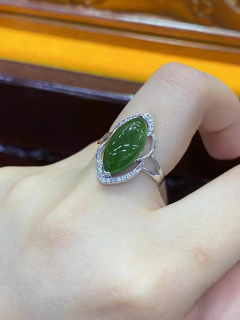 Cincin jasper alami yang terbuat dari perak 925 Ukuran 17 * 8mm dengan bezel yang dapat disesuaikan Bahan yang halus dan hangat sudah termasuk pajak pengiriman