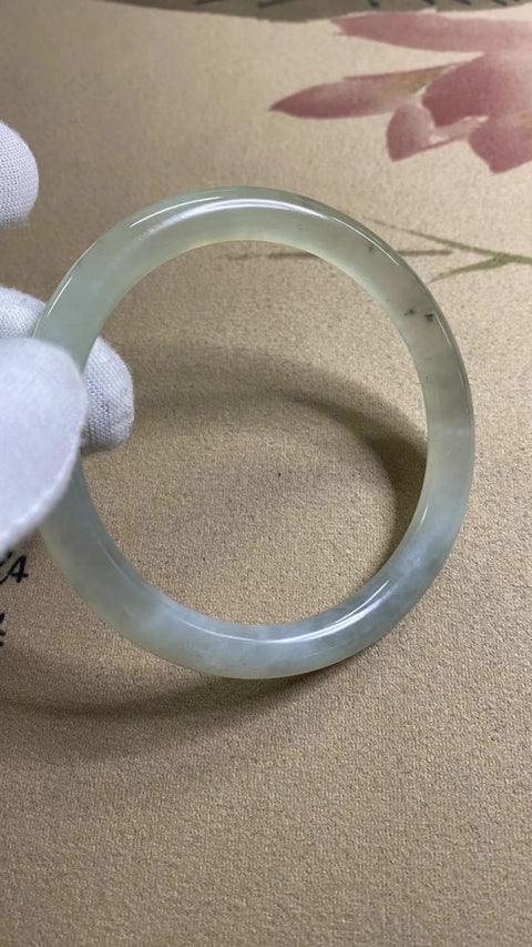 Gelang Tinta Es Giok Cui Giok Alami Ukuran 59-61mm Ukuran 60.4mm Giok semuanya terjadi secara alami Pola acak termasuk pajak pengiriman