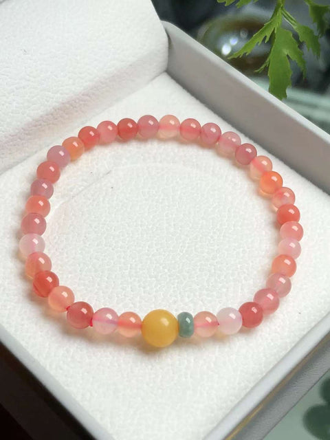 String Batu Akik Sumber Garam Warna Permen Alami Dengan Manik-manik Atas Lilin Lebah Ukuran Kira-kira: 5㎜ & nbsp; Penawaran Khusus Super Rendah Sudah Termasuk Pajak Pengiriman