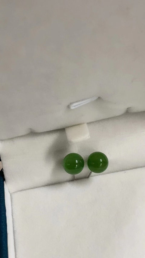 Anting-anting Pejantan Jasper Halus, Ukuran: 10mm, Manik-manik Giok Bulat, Warna Hijau Sudah termasuk pajak pengiriman.