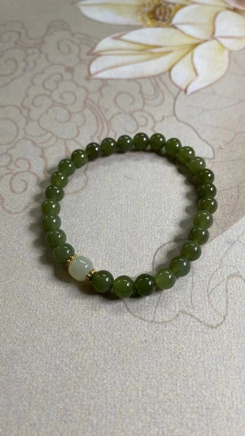 Gelang Giok Hetian Giok alami Giok bersih, halus dan hangat Aksesori yang serasi Ukuran 6.2mm Termasuk Pajak Pengiriman