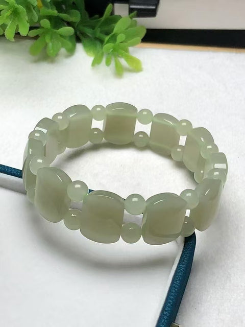 Giok Hetian Alami Warna Bening Warna Bening Gaya Untai Modis Ukuran 16 * 12mm Giok halus dan hangat Termasuk pajak pengiriman