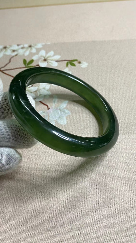 Gelang Garis Kecantikan Giok Cui Fine Cui Ukuran 58 ~ 60mm Ukuran 59.1mm Lebar 11.5mm Giok semuanya alami Pola acak Termasuk ongkos kirim dan pajak