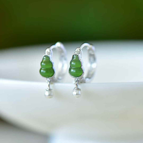 Anting perak polos 12426# 925 giok Hetian, jasper labu, mutiara, enamel. Gaya unik. Giok yang hangat dan halus. Efek pemakaian yang memikat. Harga terjangkau. Biaya kirim dan pajak sudah termasuk.