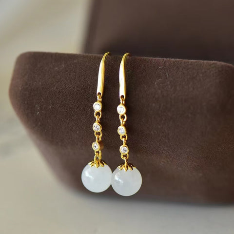 2847-2 Anting Giok Hetian Alami yang terbuat dari perak 925, ukuran 8 * 8mm, giok yang halus dan hangat, gaya yang indah, sudah termasuk pajak pengiriman.