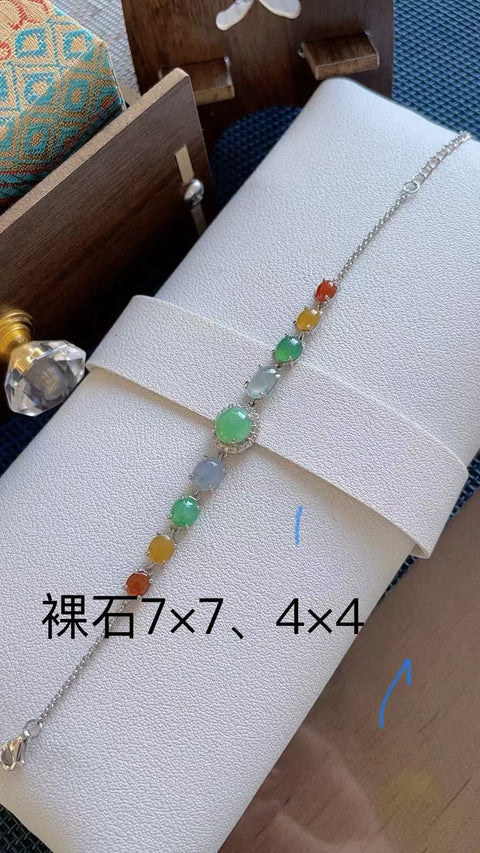 Gelang giok alami, terbuat dari material tambang lama, dengan tekstur yang halus dan hangat, warna permen yang indah, dipasang pada perak 925, termasuk ongkos kirim dan pajak.