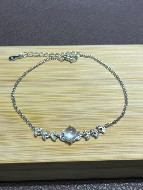 Gelang Es Tinggi Giok Alami Ukuran 6mm Set dalam 925 Perak Giok bersih, halus dan hangat Termasuk ongkos kirim dan pajak.