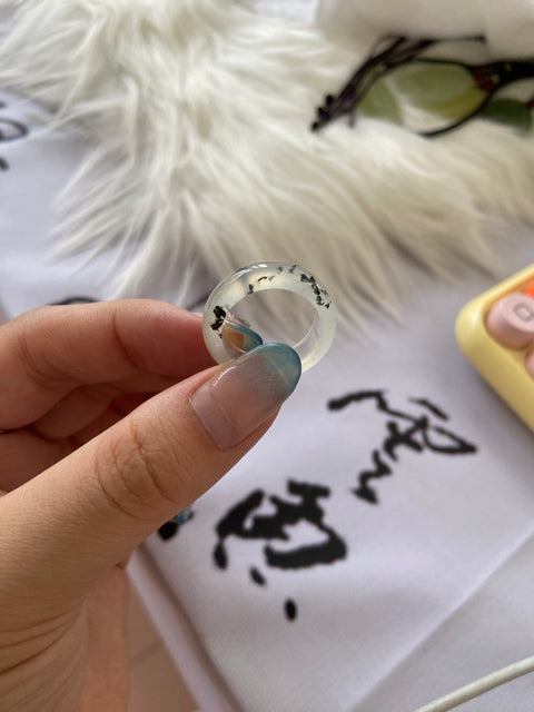 Cincin Pelek Lebar Giok Cui Giok alami bersih, halus dan hangat Ukuran 17,2 mm Harga Sudah termasuk ongkos kirim dan pajak