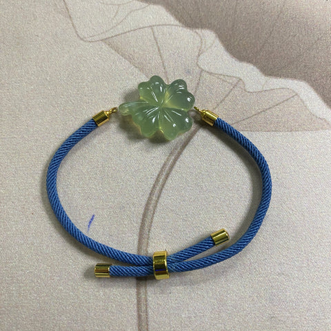 Giok giok Cui halus berwarna hijau penuh - gelang semanggi berdaun empat, dapat disesuaikan, ukuran: 25✖️21mm, harga kedua Sudah termasuk ongkos kirim dan pajak.