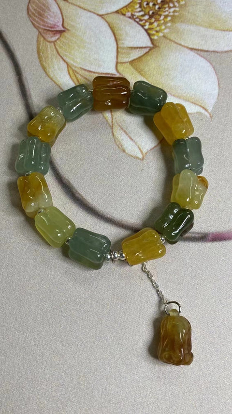 Gelang Gelang Batu Giok Giok Bunga Cui Giok Multi Harta Karun Ukuran 14 * 12mm Termasuk pajak pengiriman.