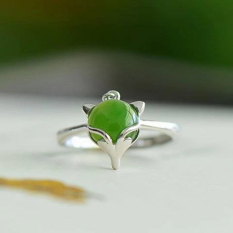 Set Cincin Jasper Fox Alami dari 925 Perak Giok bersih, halus dan hangat Ukuran 8 * 10mm Termasuk ongkos kirim dan pajak.
