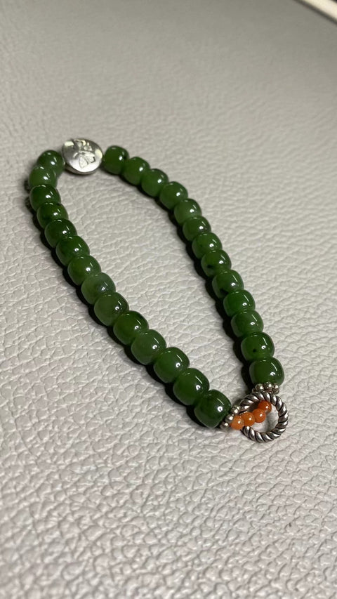 Giok Hetian yang indah, Gelang Jasper - manik-manik tipe lama dengan aksesori halus Ukuran 7 ✖️6mm Sudah termasuk pajak pengiriman!