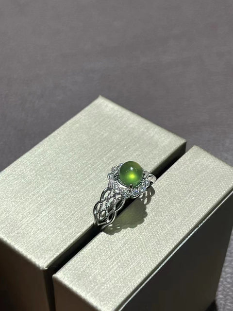 Cincin Giok Alami Ukuran 6mm Set dalam 925 Perak Giok bersih dan halus Termasuk ongkos kirim dan pajak.