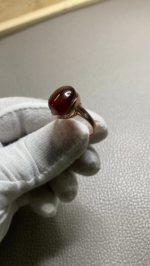 Cincin Garnet Alami Ukuran 12 * 14mm yang terbuat dari perak sterling s925 dengan tali yang dapat disesuaikan Kotak kado Sudah termasuk pajak pengiriman.