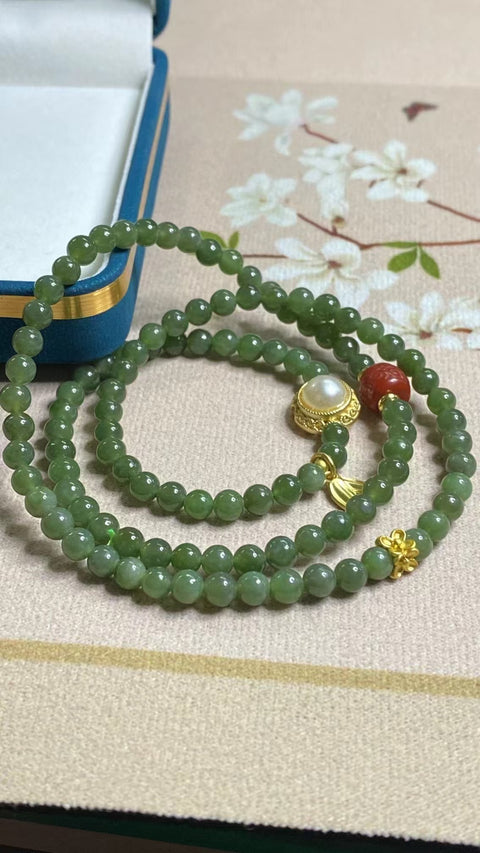 Gelang Jasper Alami dengan aksesoris cantik Ukuran Gelang 5mm dan Gaya Kalung Sudah termasuk biaya pengiriman dan pajak.