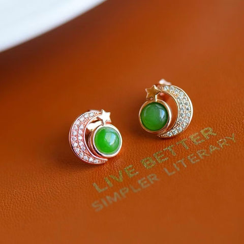 12065-1 Anting Jasper Alami dari Perak 925 Ukuran 6 * 6mm Giok halus dan hangat, lembab dan penuh air, gayanya modis dan murah hati, sudah termasuk pajak pengiriman.