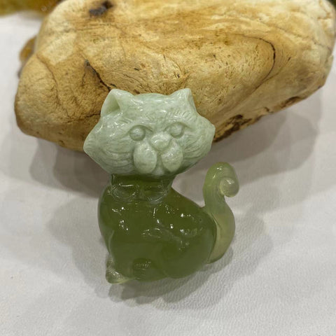 Kucing Keberuntungan: Liontin Giok Alami - Kucing Keberuntungan🐱, Ukuran: 40✖️28mm Sudah termasuk ongkos kirim dan pajak.