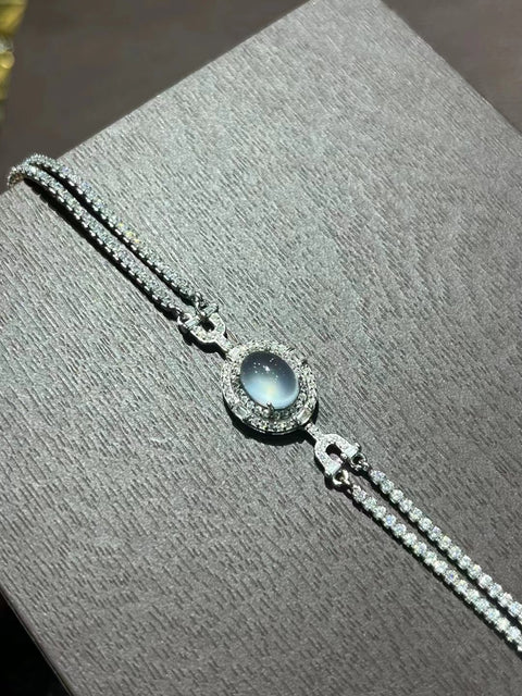 Gelang Batu Giok Alam dengan Gaya Sederhana dan Cantik dari 925 Perak Ukuran 9 * 7mm Sudah termasuk pajak pengiriman.