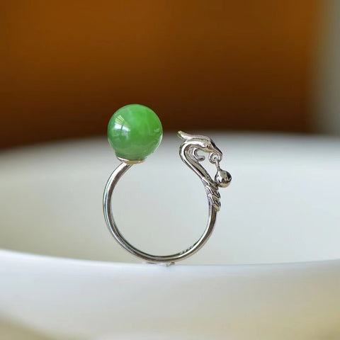 11446 Cincin Jasper Alami yang terbuat dari perak 925; Batu giok yang bersih, halus dan hangat; Gaya yang modis; Sudah termasuk pajak pengiriman.