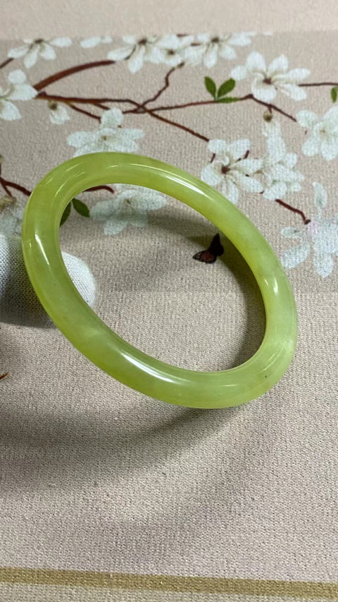 Gelang Bar Kecantikan Giok Giok Emas Kuning Giok Giok Alami Ukuran 56-58mm Ukuran 57.7mm Lebar Sisi 7.2mm Giok semuanya terjadi secara alami Pola acak Pajak Pengiriman Termasuk