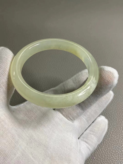Gelang Bunga Terapung Giok Cui Giok Alami Ukuran 54-56mm Ukuran 55.5mm Lebar 11mm Gaya Ukiran Tangan Seperti Asli