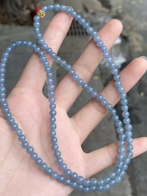Kalung Air Biru Giok Alami Giok berair dan tembus cahaya & kepala air dengan kualitas penuh yang luar biasa Termasuk ongkos kirim dan pajak