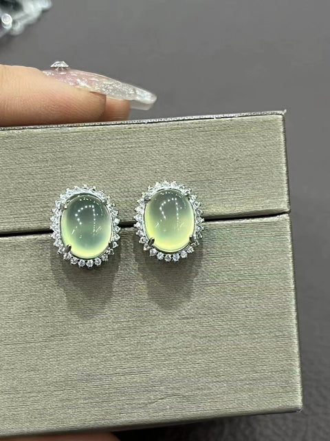 Anting Anggur Kristal Cui Alami dari 925 Perak Ukuran 10mm Tekstur halus, hangat, tembus cahaya, dan berair Sudah termasuk ongkos kirim dan pajak.