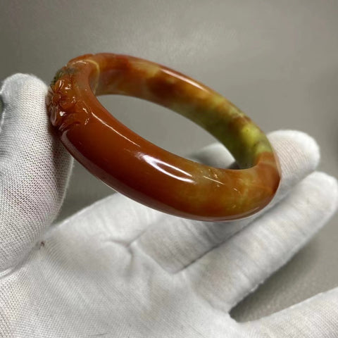 Gelang Giok Bunga Giok Cui Fine Jade Ukuran 54-56mm Ukuran 55.1mm Lebar Sisi 14.5mm Giok terjadi secara alami Pola acak termasuk pajak pengiriman