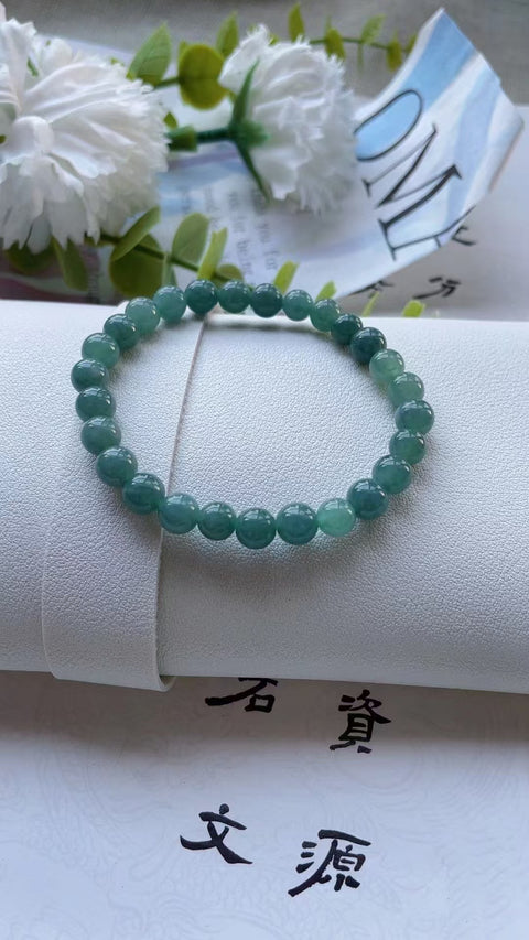 Gelang Jadeite Alami Bahan batu giok tua Jade halus dan hangat Bahan air biru yang indah Ukuran 0.6cm Sudah termasuk pajak pengiriman