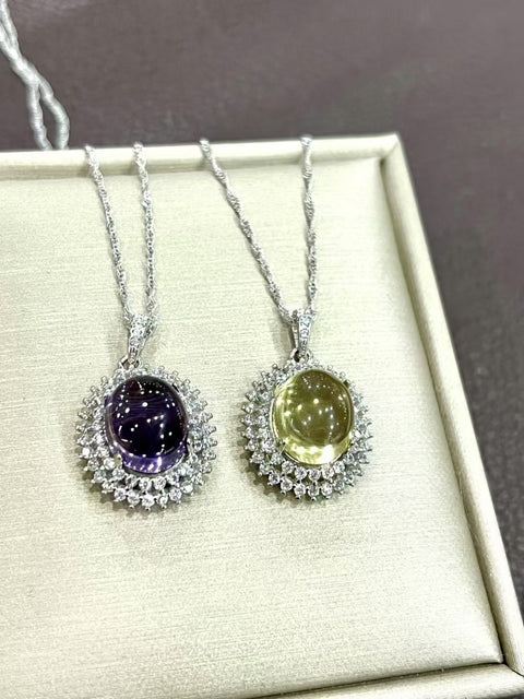 Kalung kristal alami dengan warna perak 925. Warna yang indah Ukuran 10 * 12mm Sudah termasuk pajak pengiriman.