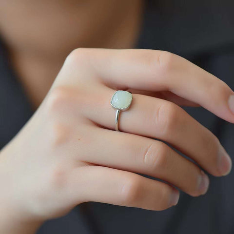 1516 Cincin Perak Vegetarian Drum Giok Basah Ukuran 8 * 8mm Ditetapkan dalam 925 Giok Perak halus dan hangat Termasuk ongkos kirim dan pajak.