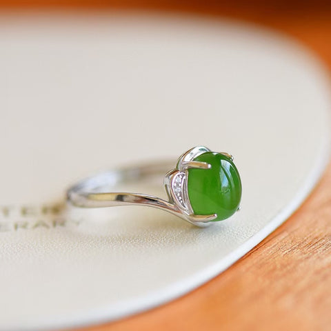Cincin Giok Hetian Bertatahkan Perak S925, 11127# Ukuran 7×9mm. Gratis pengiriman dan pajak.