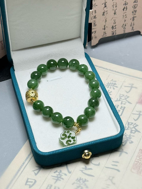 Gelang pohon uang giok hijau Hetian ✨ Membawa kekayaan dan keberuntungan~ Ukuran: sekitar 10mm. Gratis ongkos kirim dan pajak.