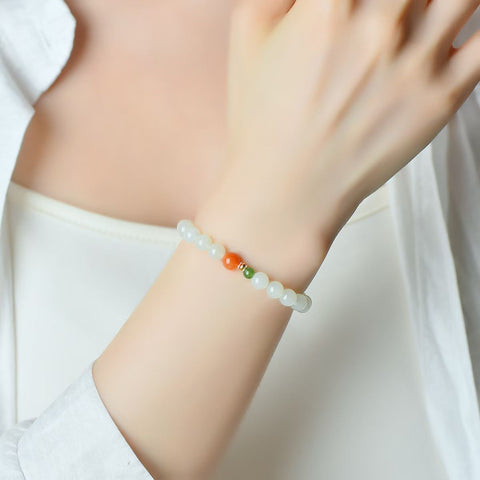 Gelang Giok Hetian, Batu Akik Nanhong, dan Jasper, 3407# Ukuran: 6mm. Gratis ongkos kirim dan pajak.