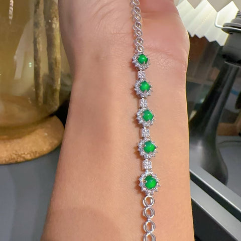 Gelang Jadeite Guatemala Alami Ukuran 4,5 mm Ukuran Keseluruhan 18 cm 925 Perak Sudah Termasuk Pajak Pengiriman.