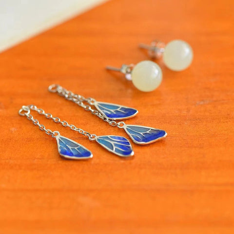 2113A Anting Enamel Giok Hetian Giok Alami 925 Giok Tatahan Perak bersih, halus dan hangat, gaya yang indah & gaya sudah termasuk pajak pengiriman.
