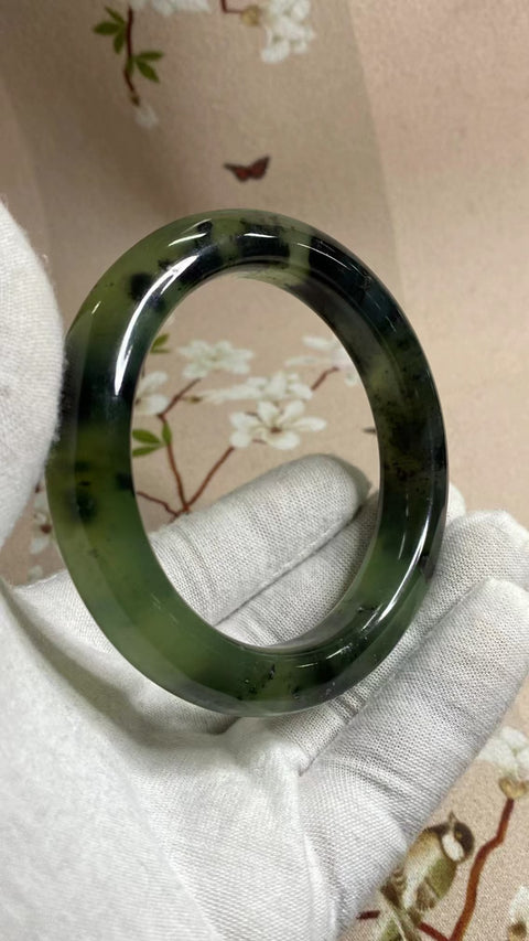 Gelang Tinta Giok Cui Alami Ukuran 59-61mm Ukuran 60.8mm Lebar Sisi 13.1mm Giok terjadi secara alami Pola acak termasuk pajak pengiriman