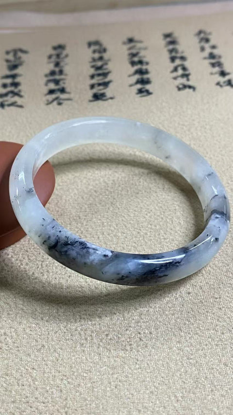 Gelang Giok Giok Cui Alami Jenis Es Gunung Dai Jauh Ukuran 58-60mm Ukuran 59.4mm Lebar Sisi 11mm Giok Giok terjadi secara alami Pola acak Pajak Pengiriman Termasuk