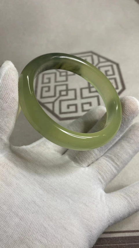 Gelang Tinta Giok Cui Alami Ukuran 58-60mm Ukuran 59.7mm Lebar Sisi 13.6mm Giok Tidak ada yang terjadi secara alami Pola acak termasuk pajak pengiriman