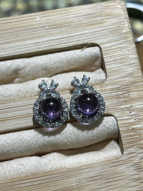 Cincin Set Kecubung Alami 8mm, Anting 7mm, Gelang 6mm, Dibuat dari Perak 925, Sedingin Es dan Jernih, Gaya Cantik