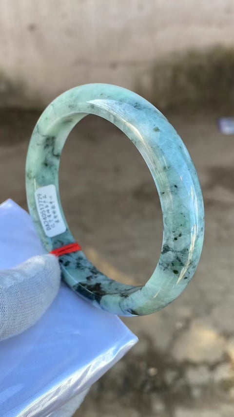 Gelang Jadeite Alami Ukuran 61-63mm Ukuran 62.5mm Lebar Sisi 12.9mm Batu giok secara alami terjadi Pola Acak & nbsp; Pajak Pengiriman Termasuk