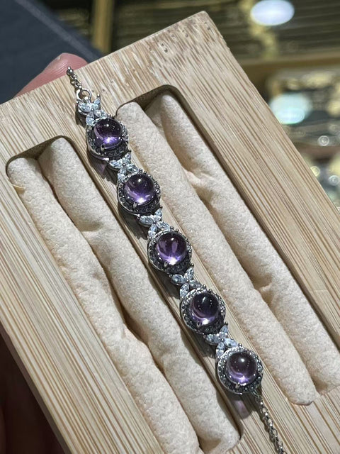 Cincin Set Kecubung Alami 8mm, Anting 7mm, Gelang 6mm, Dibuat dari Perak 925, Sedingin Es dan Jernih, Gaya Cantik