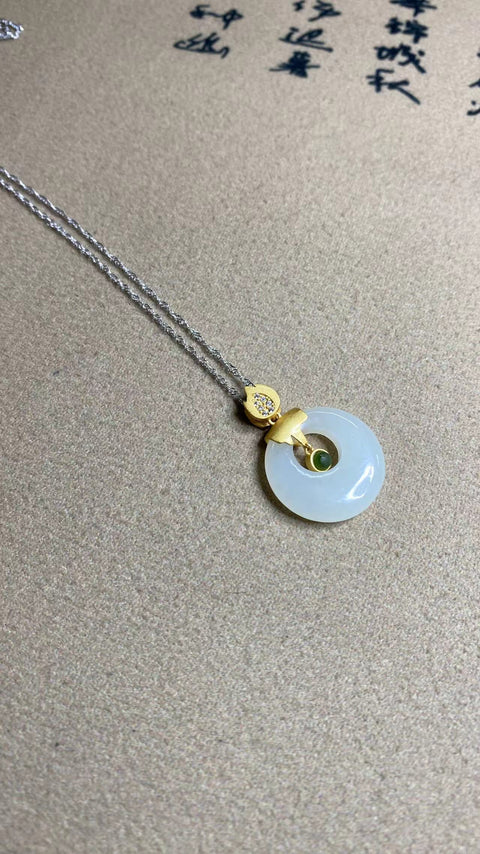 Liontin Giok Hetian Halus - Jepitan Putri, pengaturan perak 925, ukuran: 20mm Giok bersih, halus, dan hangat Sudah termasuk ongkos kirim dan pajak