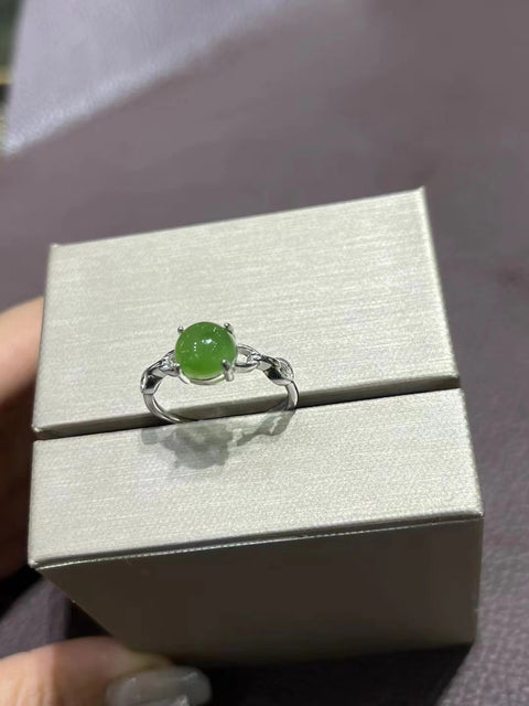 Cincin Jasper Alami Kesejahteraan Ukuran 8mm 925 Setting Perak Giok bersih, halus dan hangat Sudah termasuk pajak pengiriman.