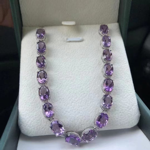 Gelang batu kecubung alami dari perak 925, ukuran 5 * 7mm, kualitas sempurna, gaya yang indah, sudah termasuk pajak pengiriman.