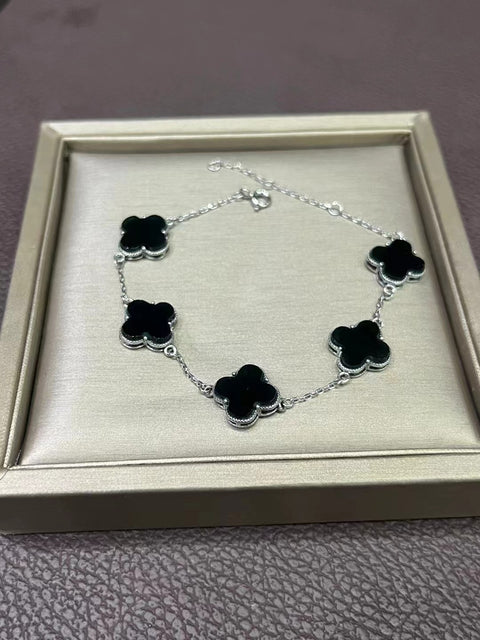 Gelang Semanggi Klasik Tatahan Perak Hijau Giok Cui Giok Alami Ukuran 11,5 mm Giok bersih, halus dan hangat Sudah termasuk pajak pengiriman.