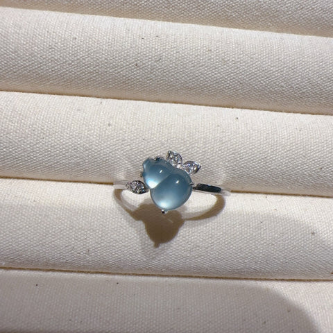 Cincin Labu Jadeite Alami 925 Tatahan Perak & nbsp; Perhiasan Warna Zucchini Cina Sangat Positif Terasa Penuh & nbsp; Dua Warna Tersedia Ukuran 8 * 6mm Sudah Termasuk Pajak Pengiriman